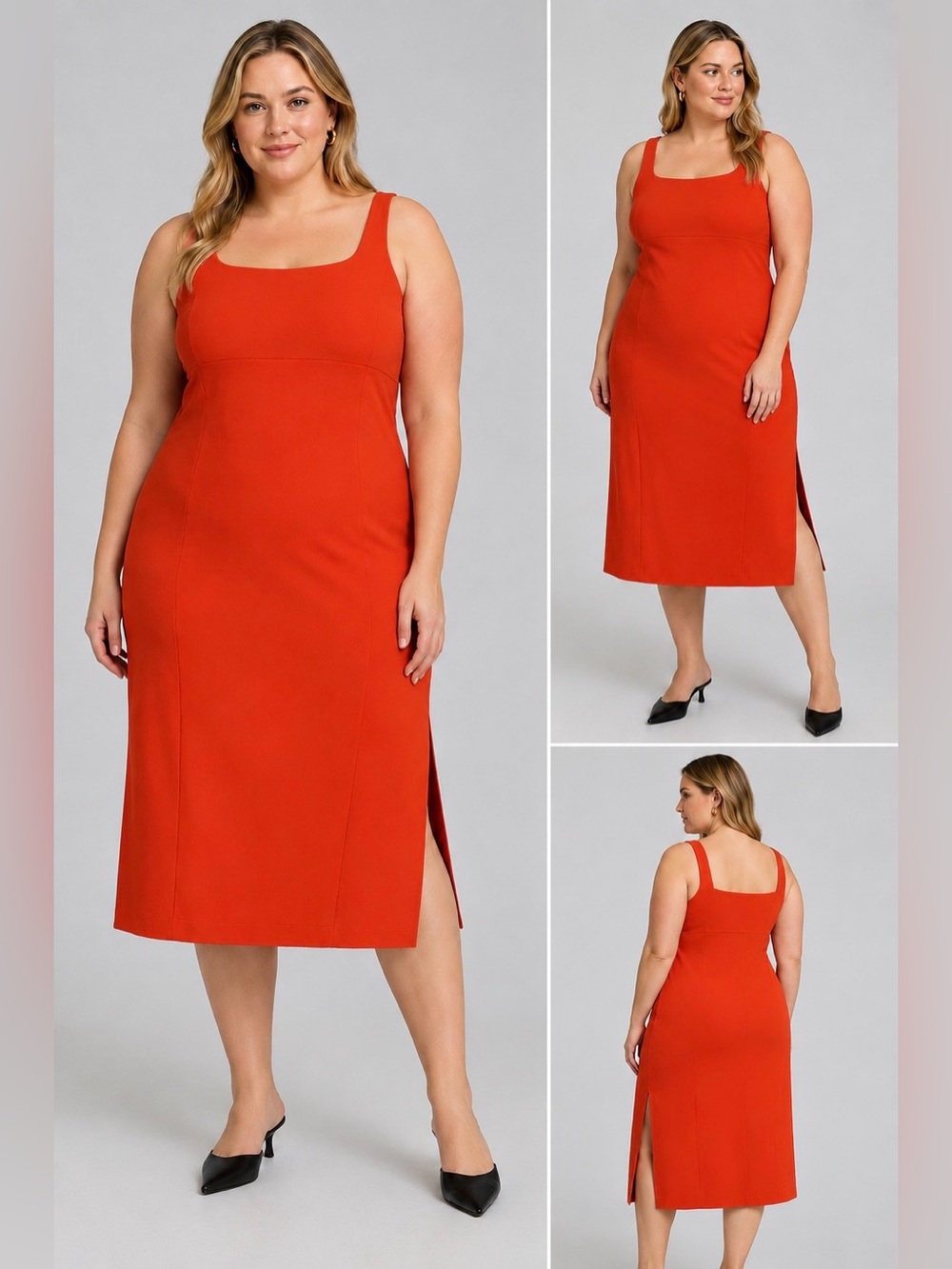 Spanx Ponte shaping slimming orange midi tank dress fall October holiday NWT 1X